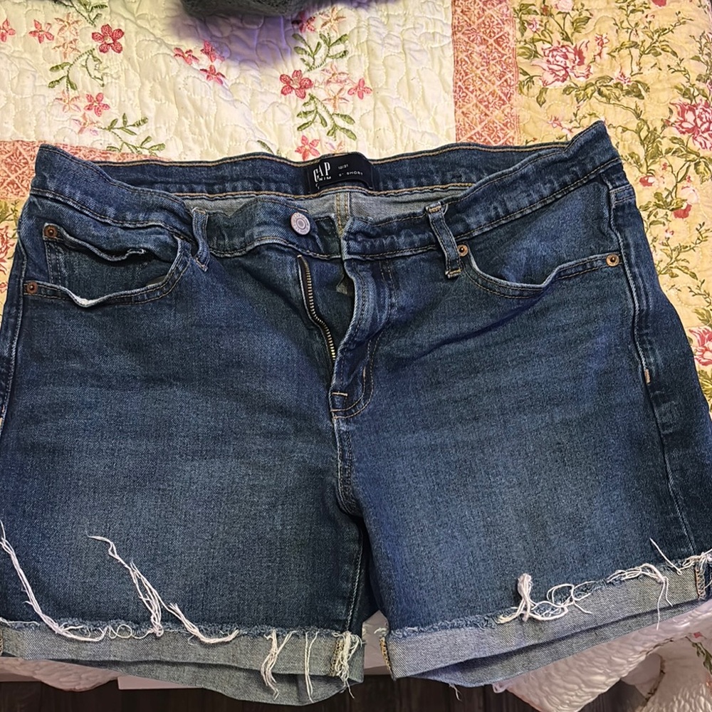 GAP Blue Jean Shorts Distressed High-Waisted